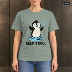 Keep It Cool Penguin T-Shirt, Minimalist Winter Animal Graphic