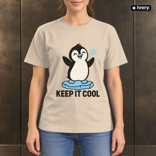 Keep It Cool Penguin T-Shirt, Minimalist Winter Animal Graphic 2