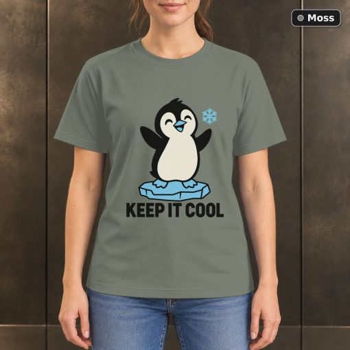 Keep It Cool Penguin T-Shirt, Minimalist Winter Animal Graphic 3