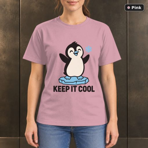 Keep It Cool Penguin T-Shirt, Minimalist Winter Animal Graphic 4
