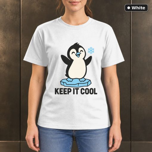 Keep It Cool Penguin T-Shirt, Minimalist Winter Animal Graphic 6