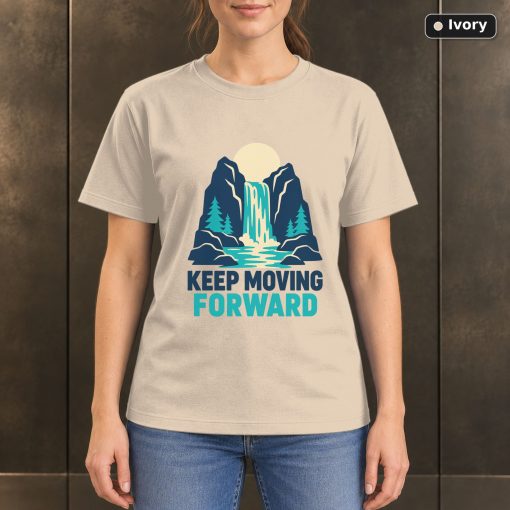 Keep Moving Forward Waterfall T-Shirt, Minimalist Nature Graphic 2