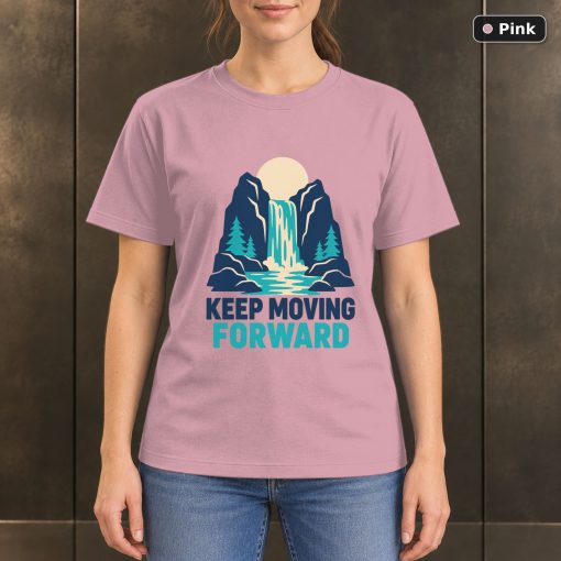 Keep Moving Forward Waterfall T-Shirt, Minimalist Nature Graphic 4