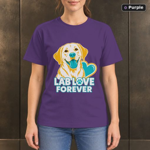 Lab Love Forever T-Shirt, Colorful Labrador Retriever Graphic 5
