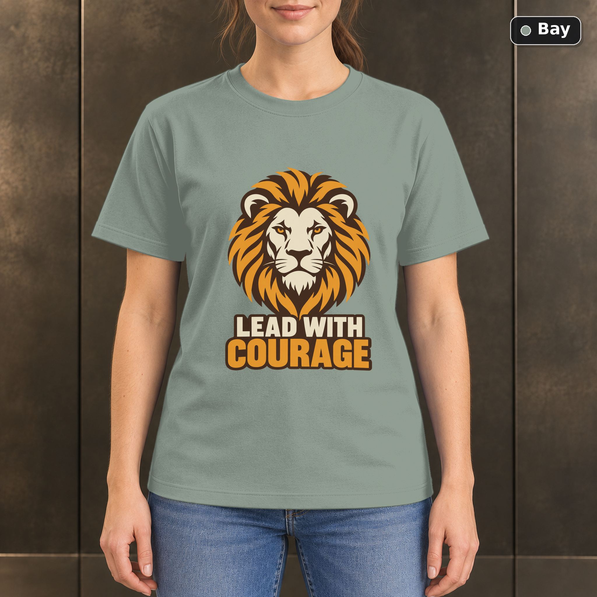 Lead With Courage Lion T-Shirt, Minimalist Wildlife Graphic Lead With Courage Lion T-Shirt, Minimalist Wildlife Graphic