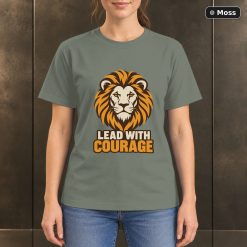 Lead With Courage Lion T-Shirt, Minimalist Wildlife Graphic 8