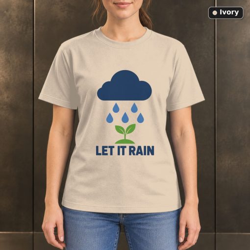 Let It Rain Rain Cloud T-Shirt, Minimalist Nature Graphic 2
