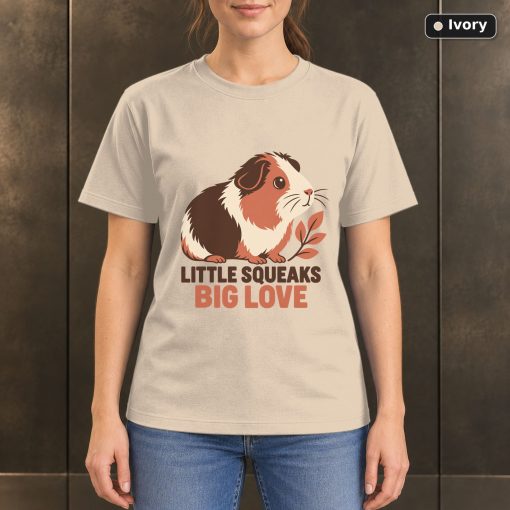 Little Squeaks Big Love Guinea Pig T-Shirt, Minimalist Pet Graphic 2