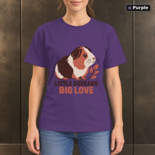 Little Squeaks Big Love Guinea Pig T-Shirt, Minimalist Pet Graphic 5
