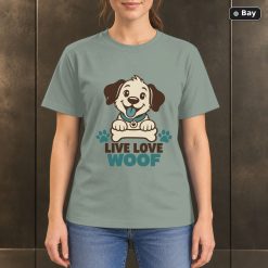 Live Love Woof Dog T-Shirt, Minimalist Pet Lover Graphic Live Love Woof Dog T-Shirt, Minimalist Pet Lover Graphic