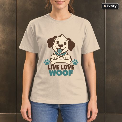 Live Love Woof Dog T-Shirt, Minimalist Pet Lover Graphic 2