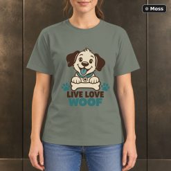Live Love Woof Dog T-Shirt, Minimalist Pet Lover Graphic 8