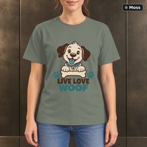 Live Love Woof Dog T-Shirt, Minimalist Pet Lover Graphic 3