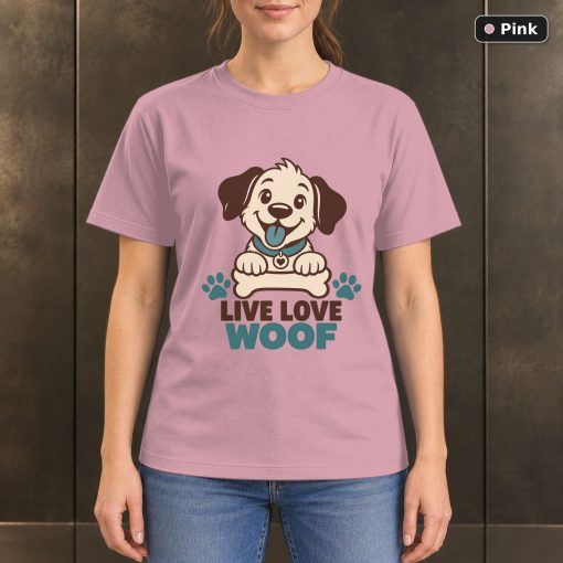 Live Love Woof Dog T-Shirt, Minimalist Pet Lover Graphic 4