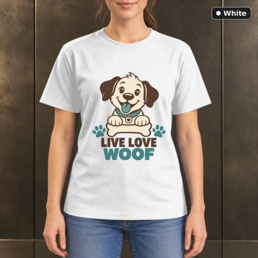 Live Love Woof Dog T-Shirt, Minimalist Pet Lover Graphic 6