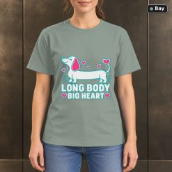 Long Body Big Heart T-Shirt, Colorful Dachshund Dog Graphic Long Body Big Heart T-Shirt, Colorful Dachshund Dog Graphic
