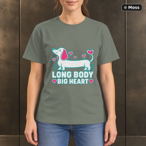 Long Body Big Heart T-Shirt, Colorful Dachshund Dog Graphic 3