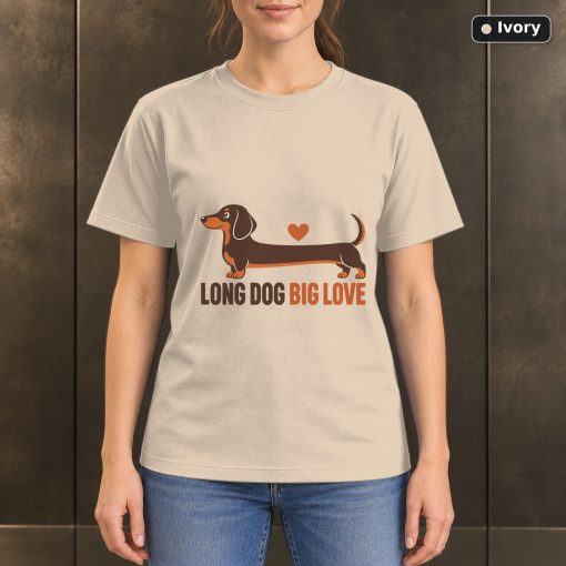 Long Dog Big Love T-Shirt, Dachshund Lover Graphic 2