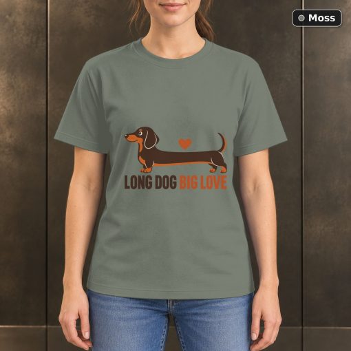 Long Dog Big Love T-Shirt, Dachshund Lover Graphic 3