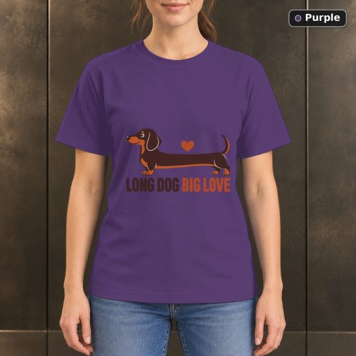Long Dog Big Love T-Shirt, Dachshund Lover Graphic 5