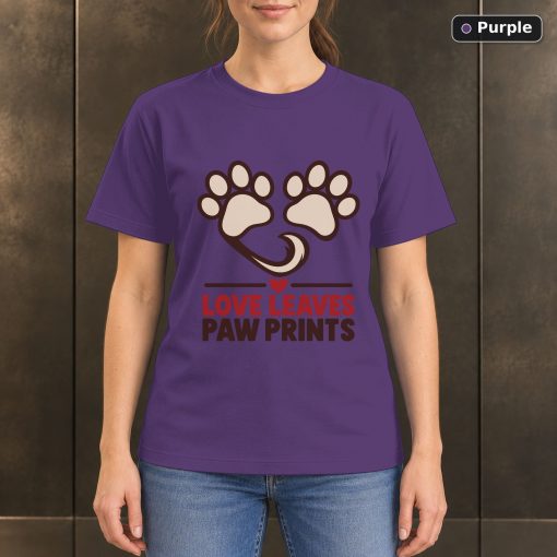 Love Leaves Paw Prints T-Shirt, Minimalist Pet Lover Graphic 5