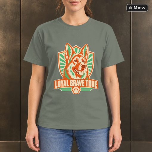 Loyal Brave True T-Shirt, Colorful German Shepherd Graphic 3