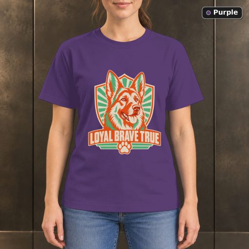Loyal Brave True T-Shirt, Colorful German Shepherd Graphic 5