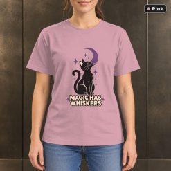 Magic Has Whiskers Black Cat T-Shirt, Minimalist Moon Graphic 9