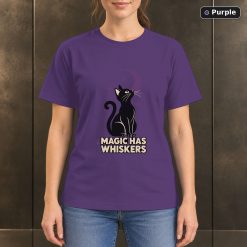Magic Has Whiskers Black Cat T-Shirt, Minimalist Moon Graphic 10