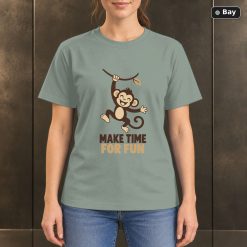 Make Time for Fun Monkey T-Shirt, Minimalist Animal Graphic Make Time for Fun Monkey T-Shirt, Minimalist Animal Graphic