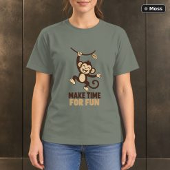 Make Time for Fun Monkey T-Shirt, Minimalist Animal Graphic 8