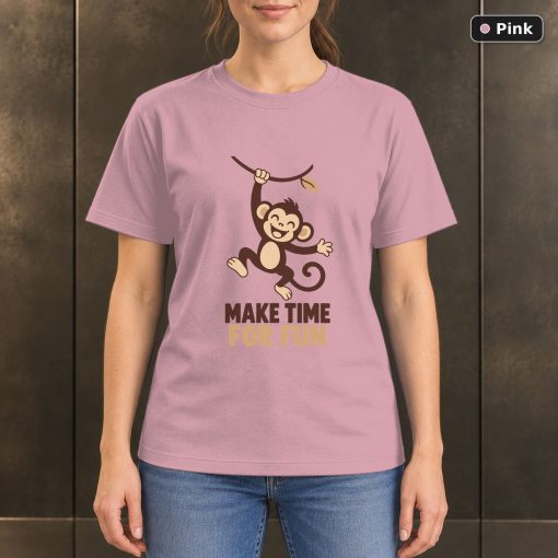 Make Time for Fun Monkey T-Shirt, Minimalist Animal Graphic 4