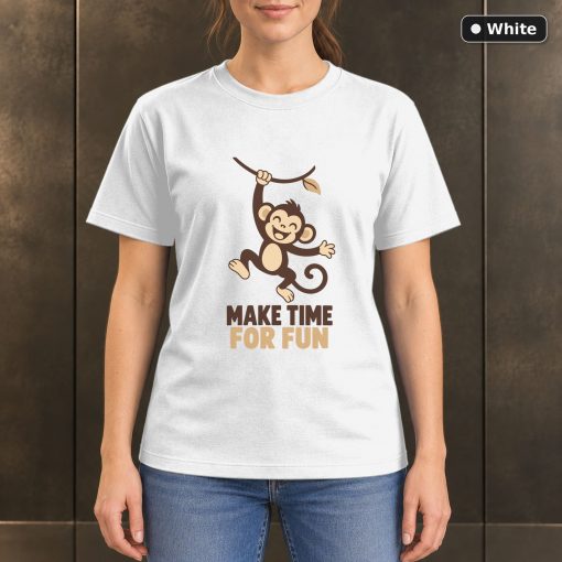 Make Time for Fun Monkey T-Shirt, Minimalist Animal Graphic 6