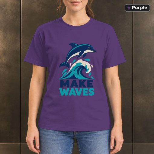 Make Waves Dolphin T-Shirt, Minimalist Ocean Animal Graphic 5