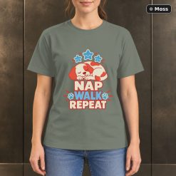 Nap Walk Repeat T-Shirt, Sleeping Dog Graphic 8