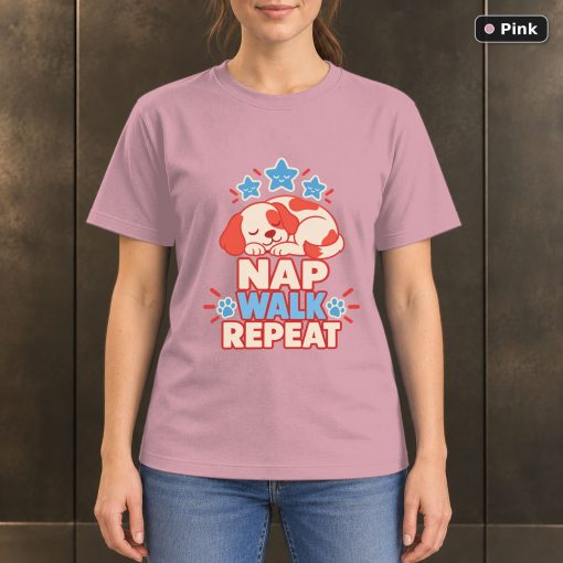 Nap Walk Repeat T-Shirt, Sleeping Dog Graphic 4