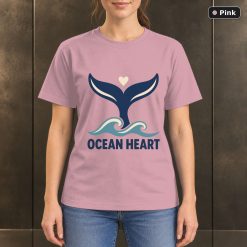 Ocean Heart Whale Tail T-Shirt, Minimalist Marine Graphic 9