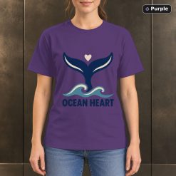 Ocean Heart Whale Tail T-Shirt, Minimalist Marine Graphic 10
