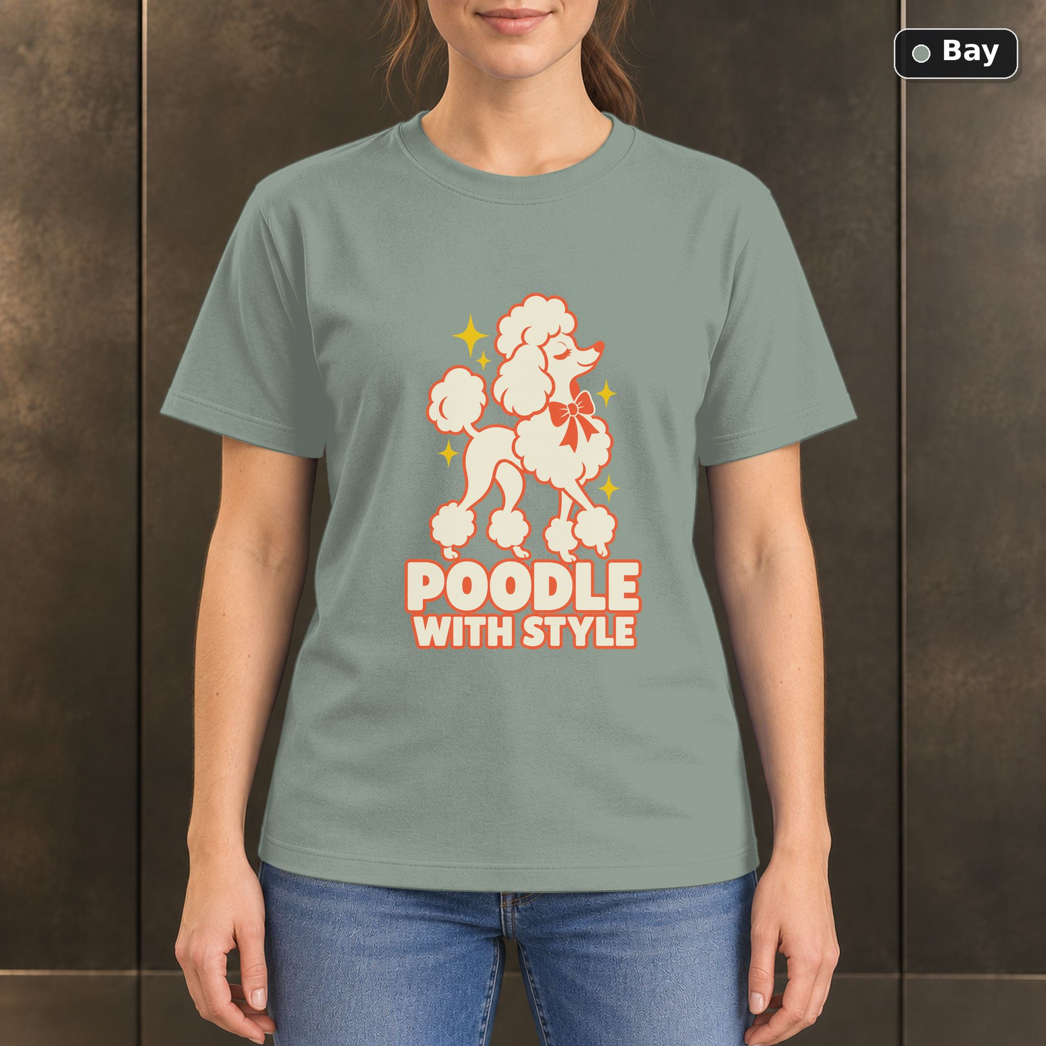 Poodle With Style T-Shirt, Colorful Poodle Dog Graphic Poodle With Style T-Shirt, Colorful Poodle Dog Graphic