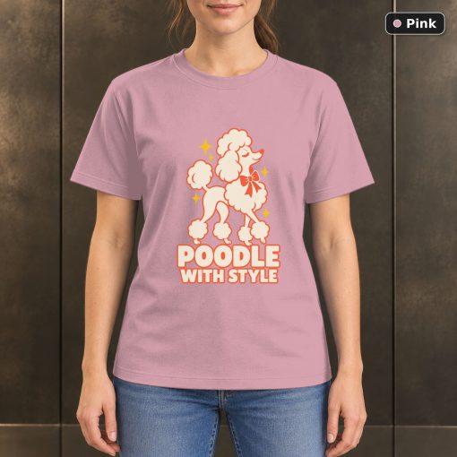 Poodle With Style T-Shirt, Colorful Poodle Dog Graphic 4