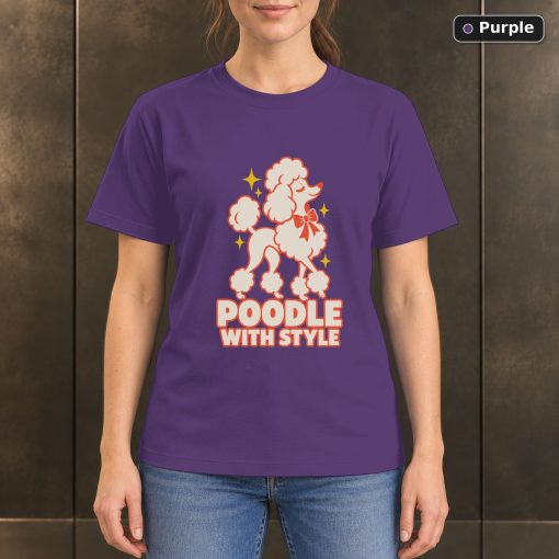Poodle With Style T-Shirt, Colorful Poodle Dog Graphic 5