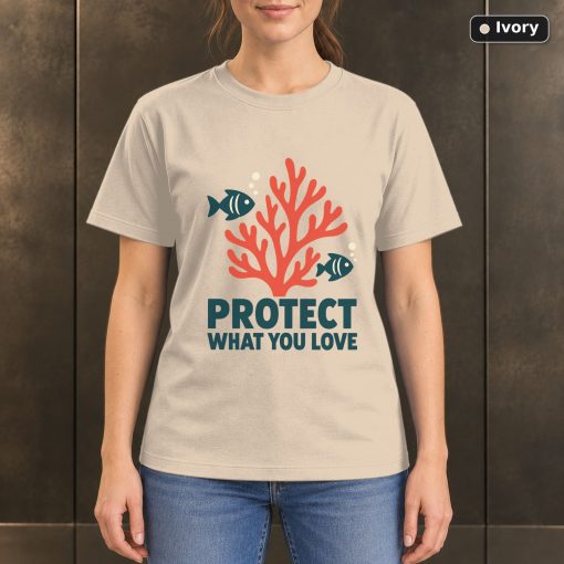 Protect What You Love Coral Reef T-Shirt, Minimalist Ocean Graphic 2