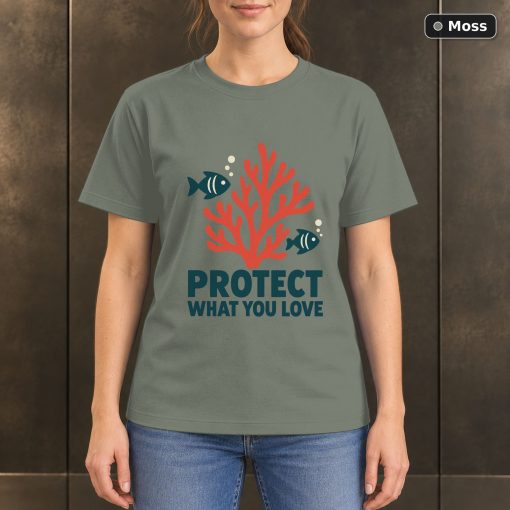 Protect What You Love Coral Reef T-Shirt, Minimalist Ocean Graphic 3