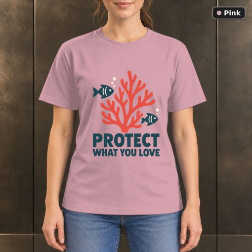 Protect What You Love Coral Reef T-Shirt, Minimalist Ocean Graphic 4
