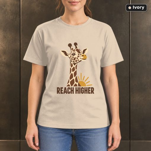 Reach Higher Giraffe T-Shirt, Minimalist Wildlife Graphic 2