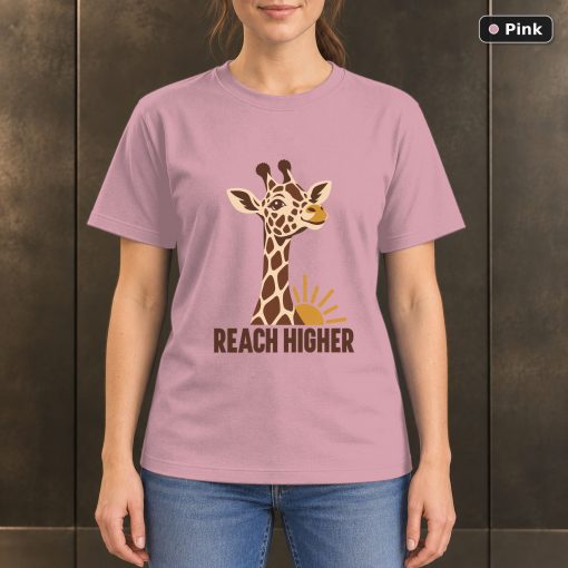 Reach Higher Giraffe T-Shirt, Minimalist Wildlife Graphic 4