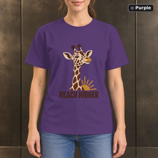 Reach Higher Giraffe T-Shirt, Minimalist Wildlife Graphic 5
