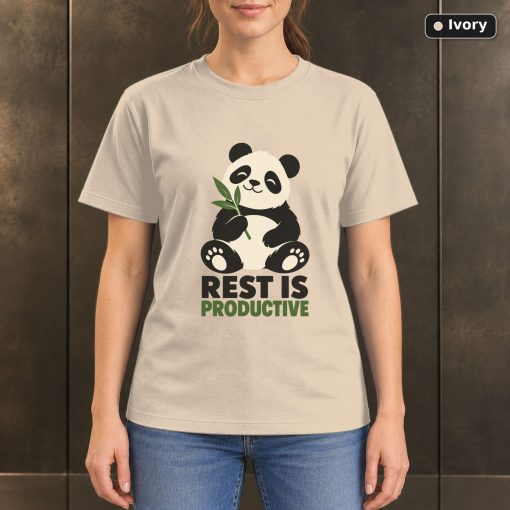 Rest Is Productive Panda T-Shirt, Minimalist Animal Graphic 2