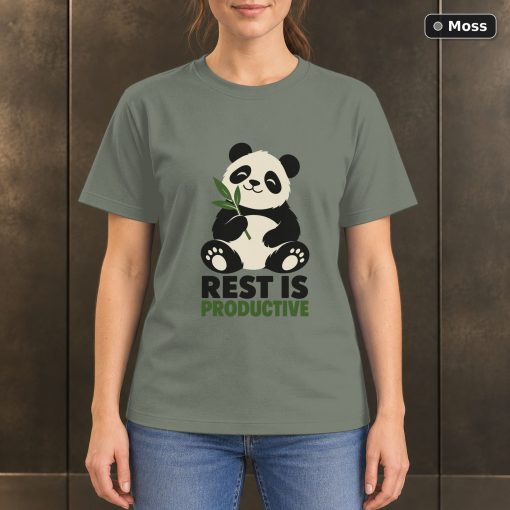 Rest Is Productive Panda T-Shirt, Minimalist Animal Graphic 3