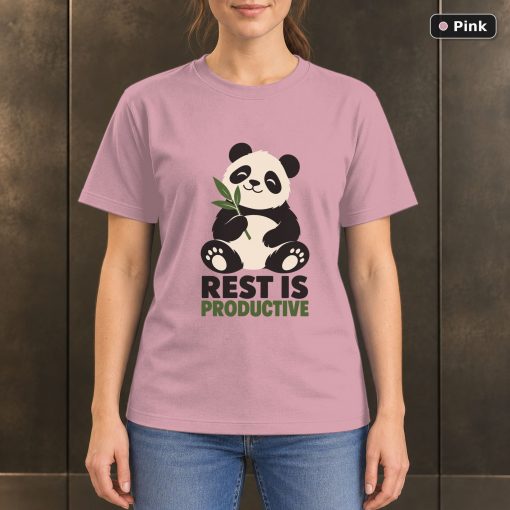 Rest Is Productive Panda T-Shirt, Minimalist Animal Graphic 4